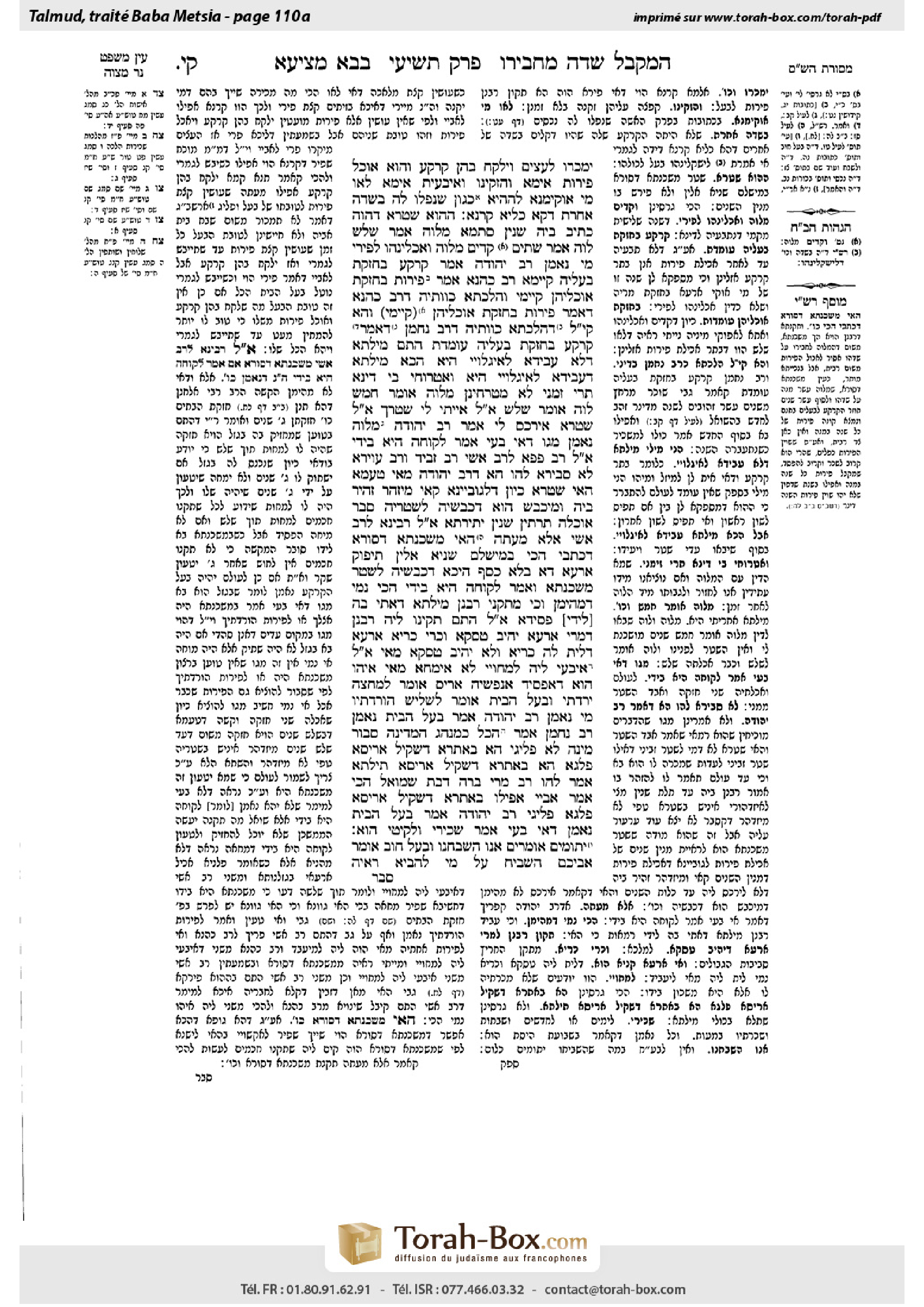 Torah-Box scan of Bava Metzia 110a