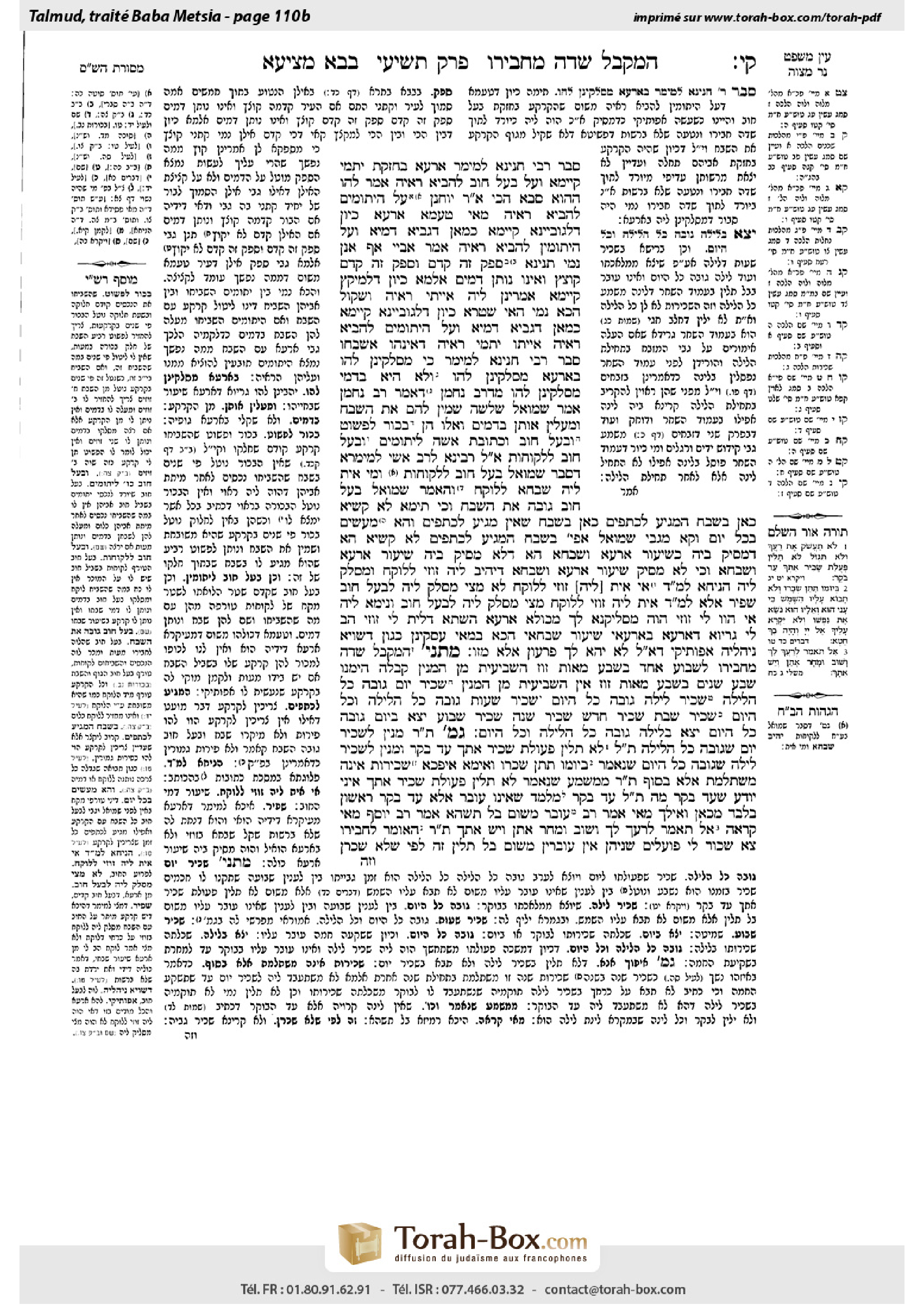 Torah-Box scan of Bava Metzia 110b