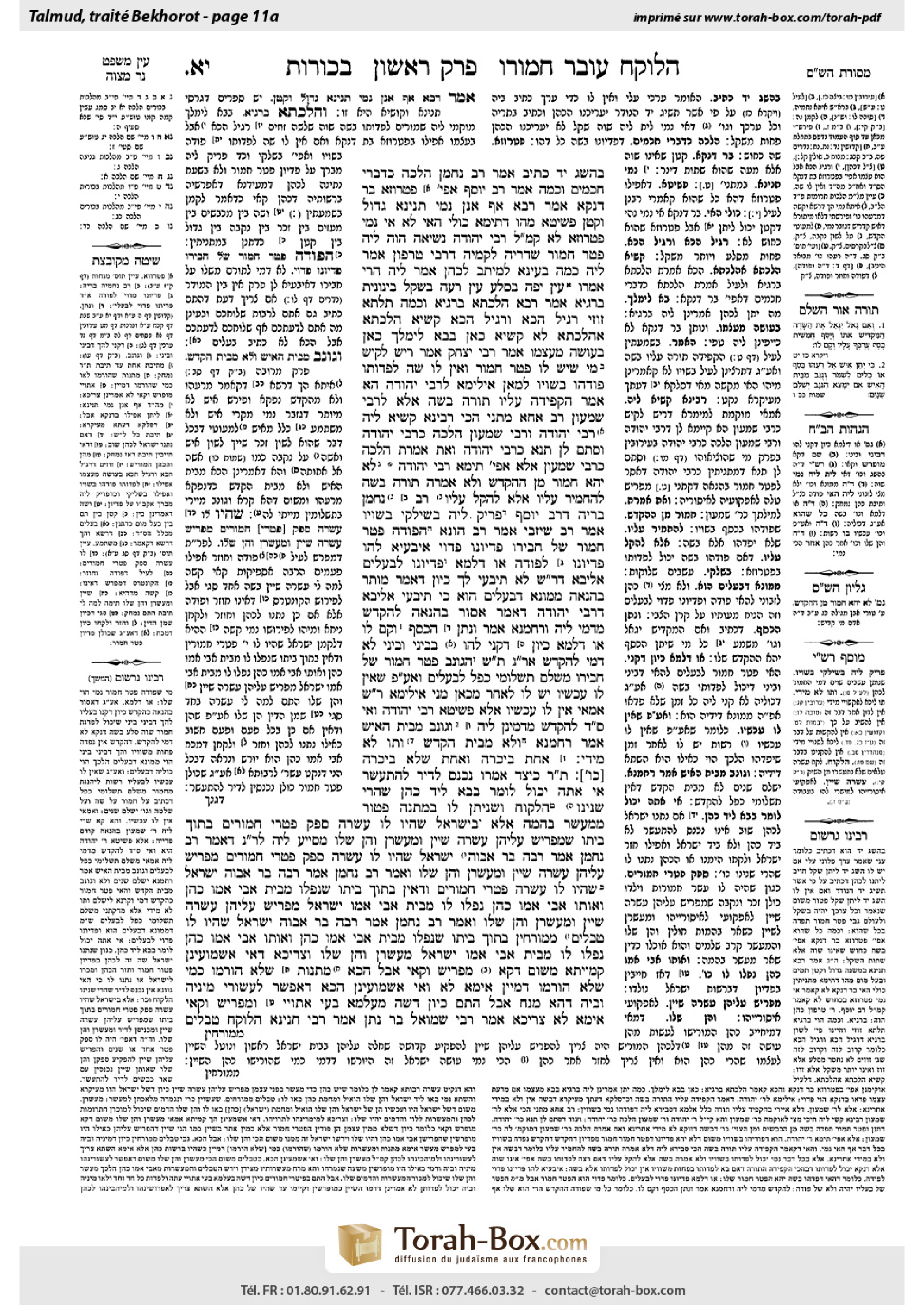 Torah-Box scan of Bekhorot 11a