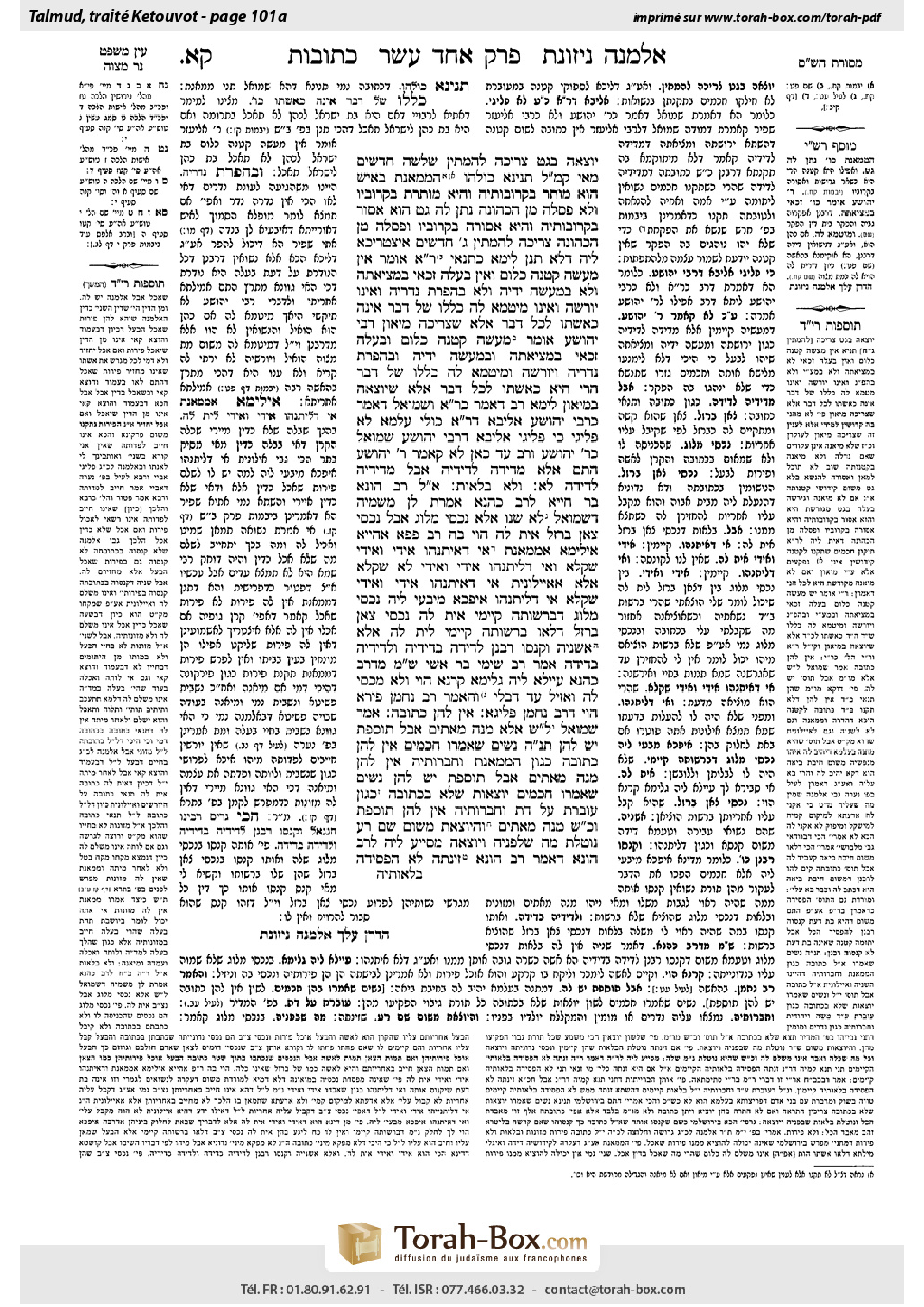 Torah-Box scan of Ketubot 101a