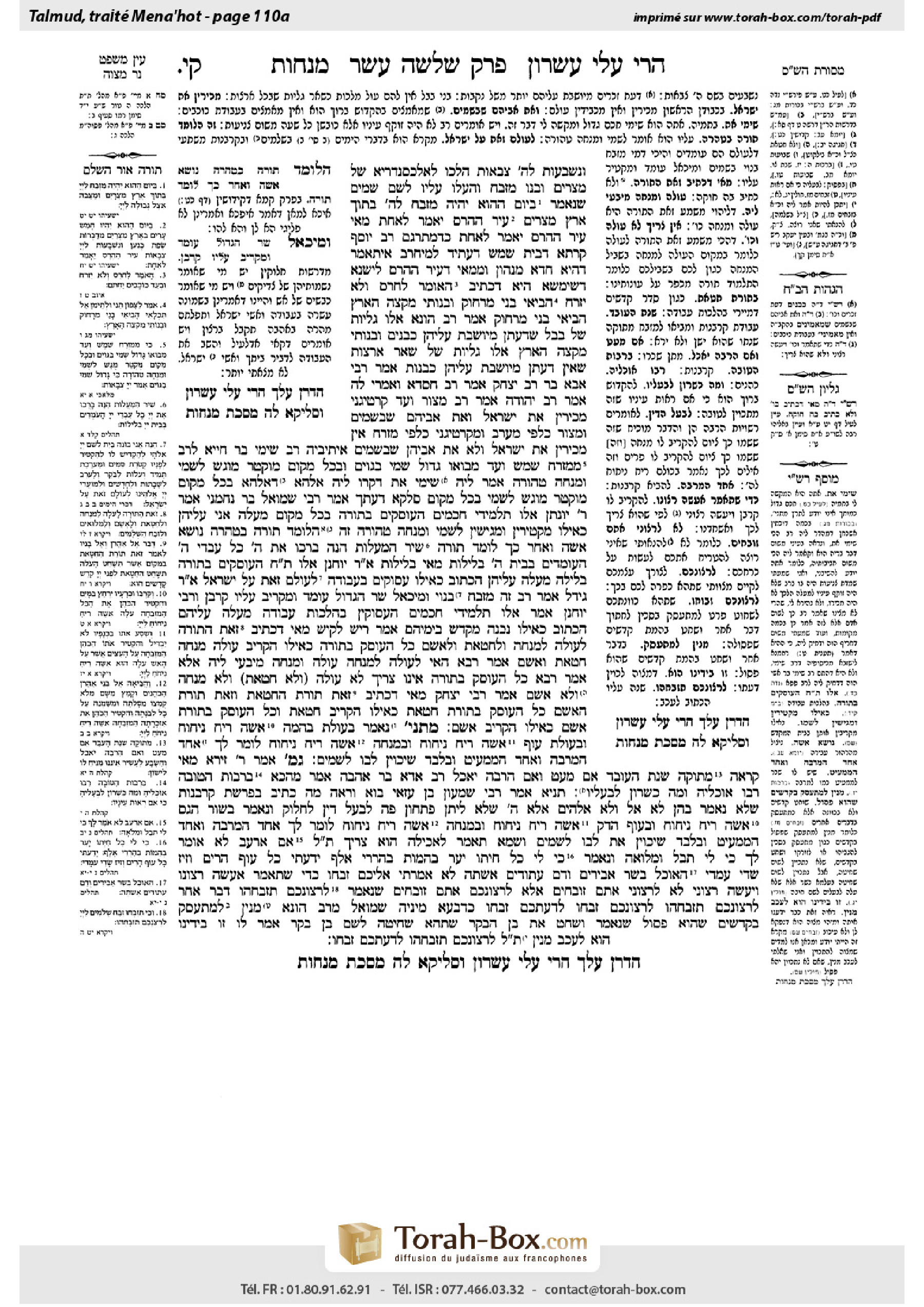 Torah-Box scan of Menachot 110a