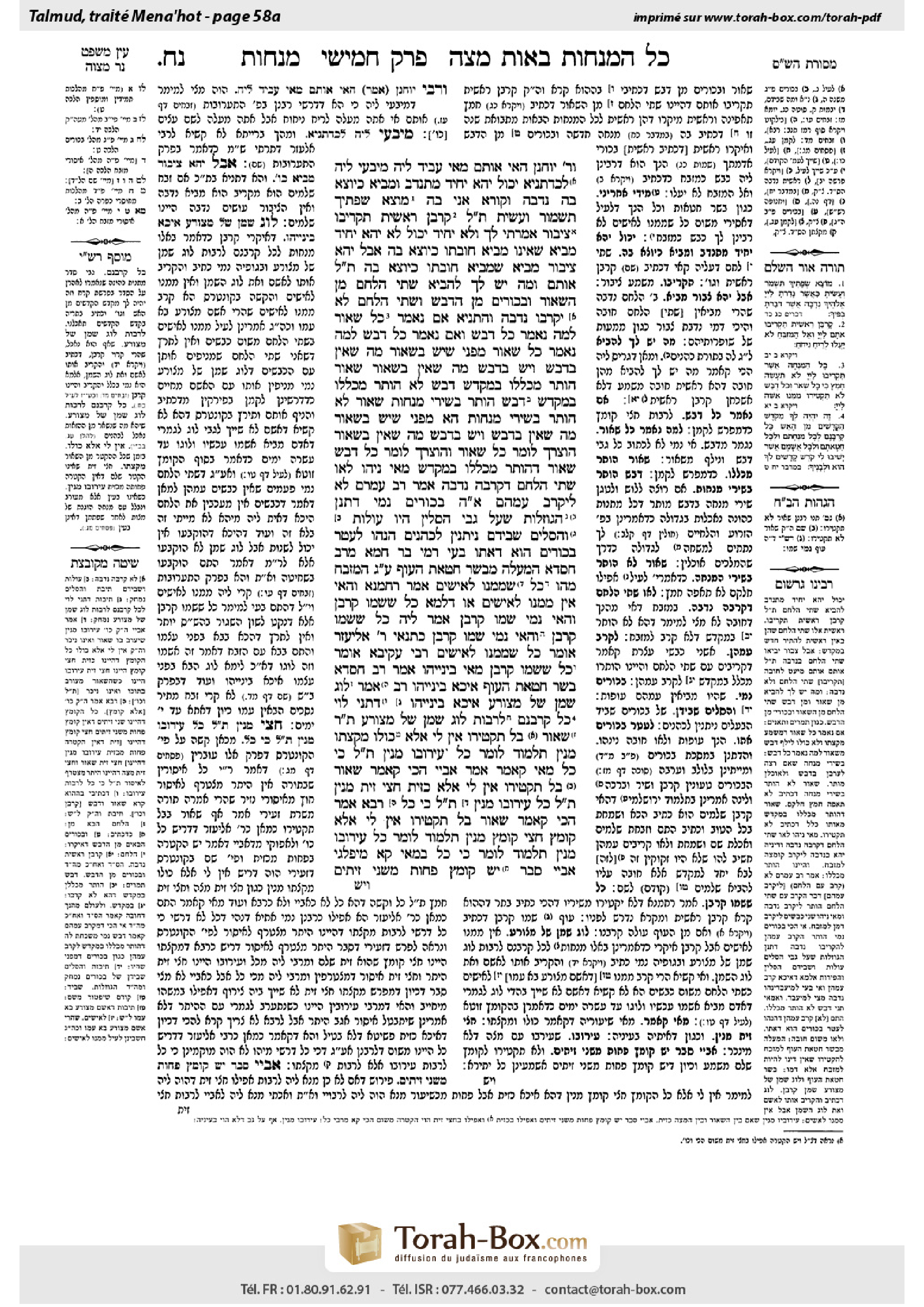Torah-Box scan of Menachot 58a