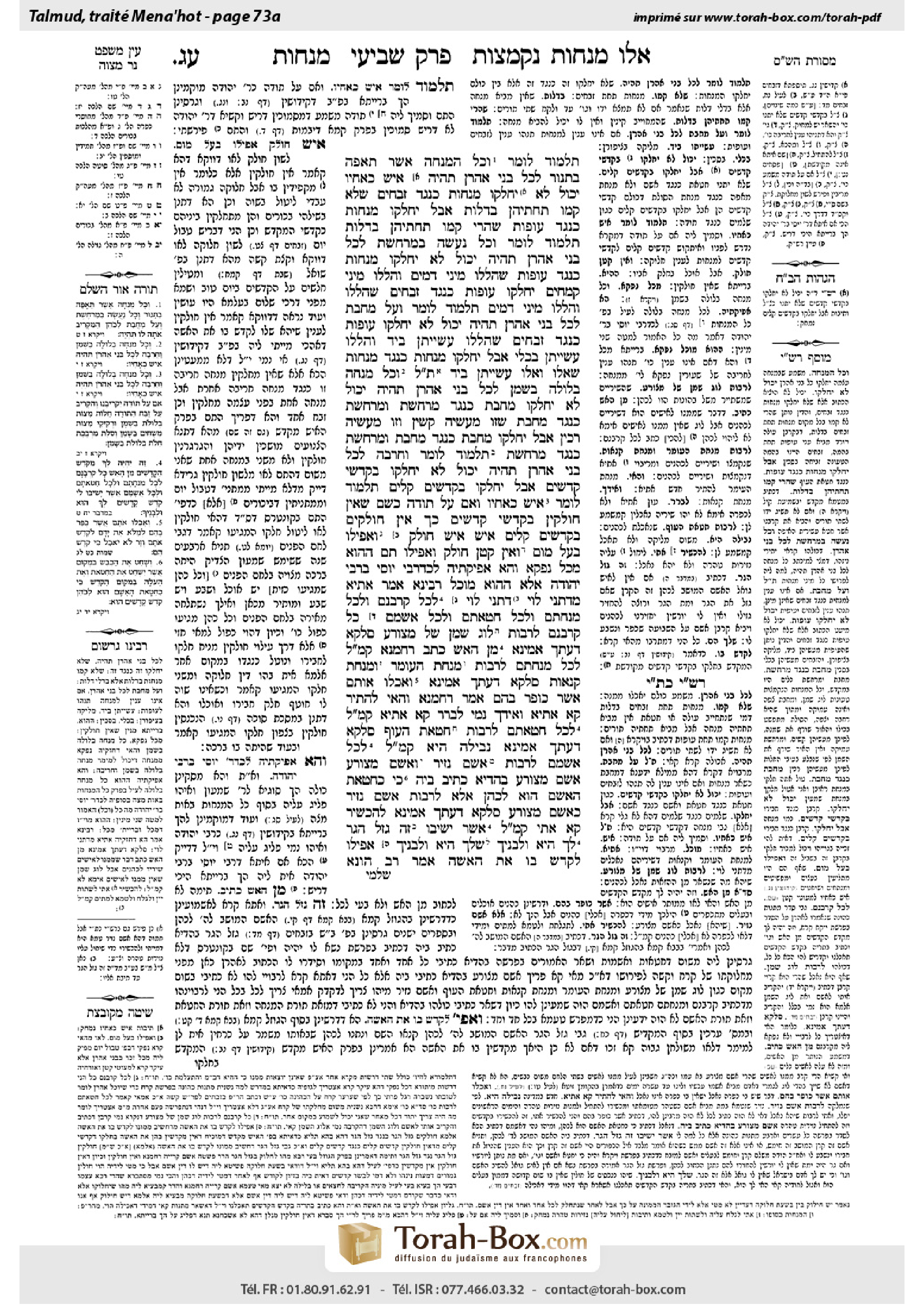 Torah-Box scan of Menachot 73a