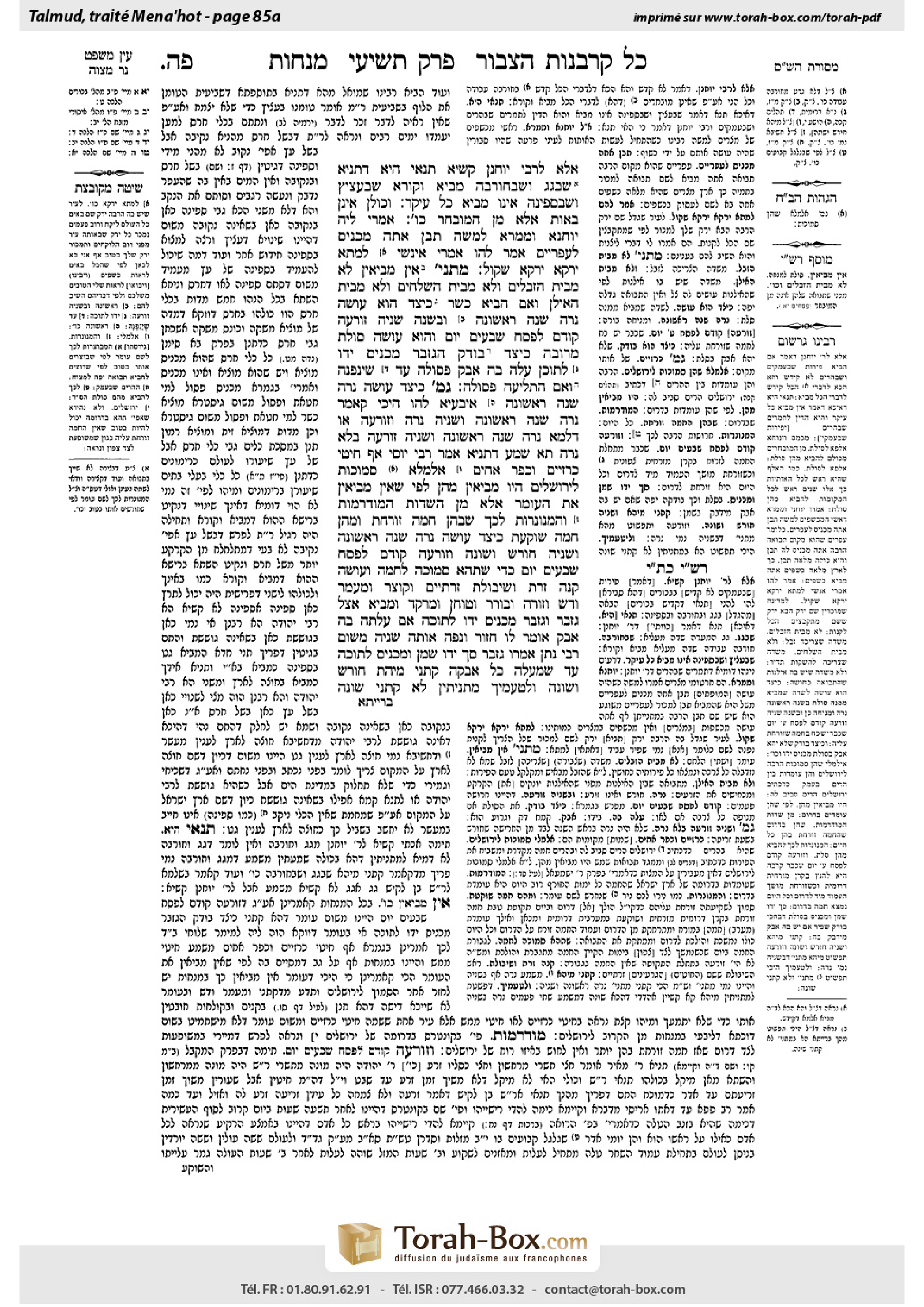 Torah-Box scan of Menachot 85a