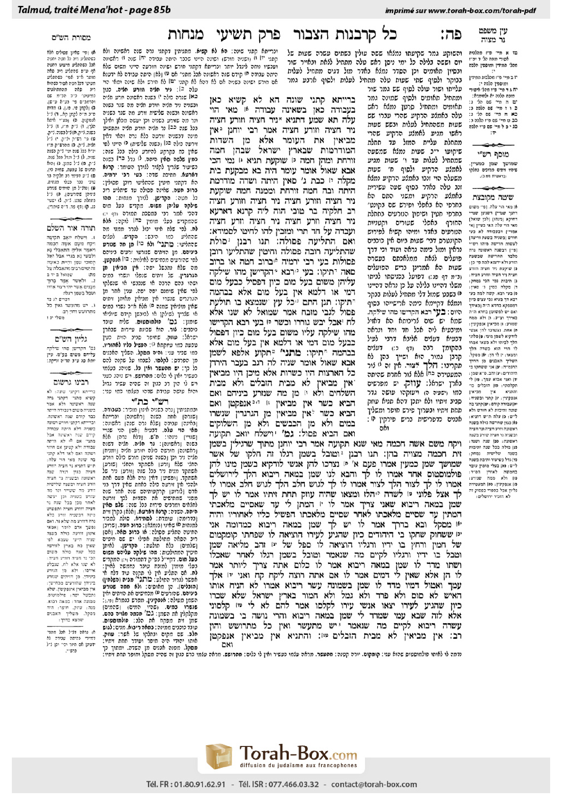 Torah-Box scan of Menachot 85b