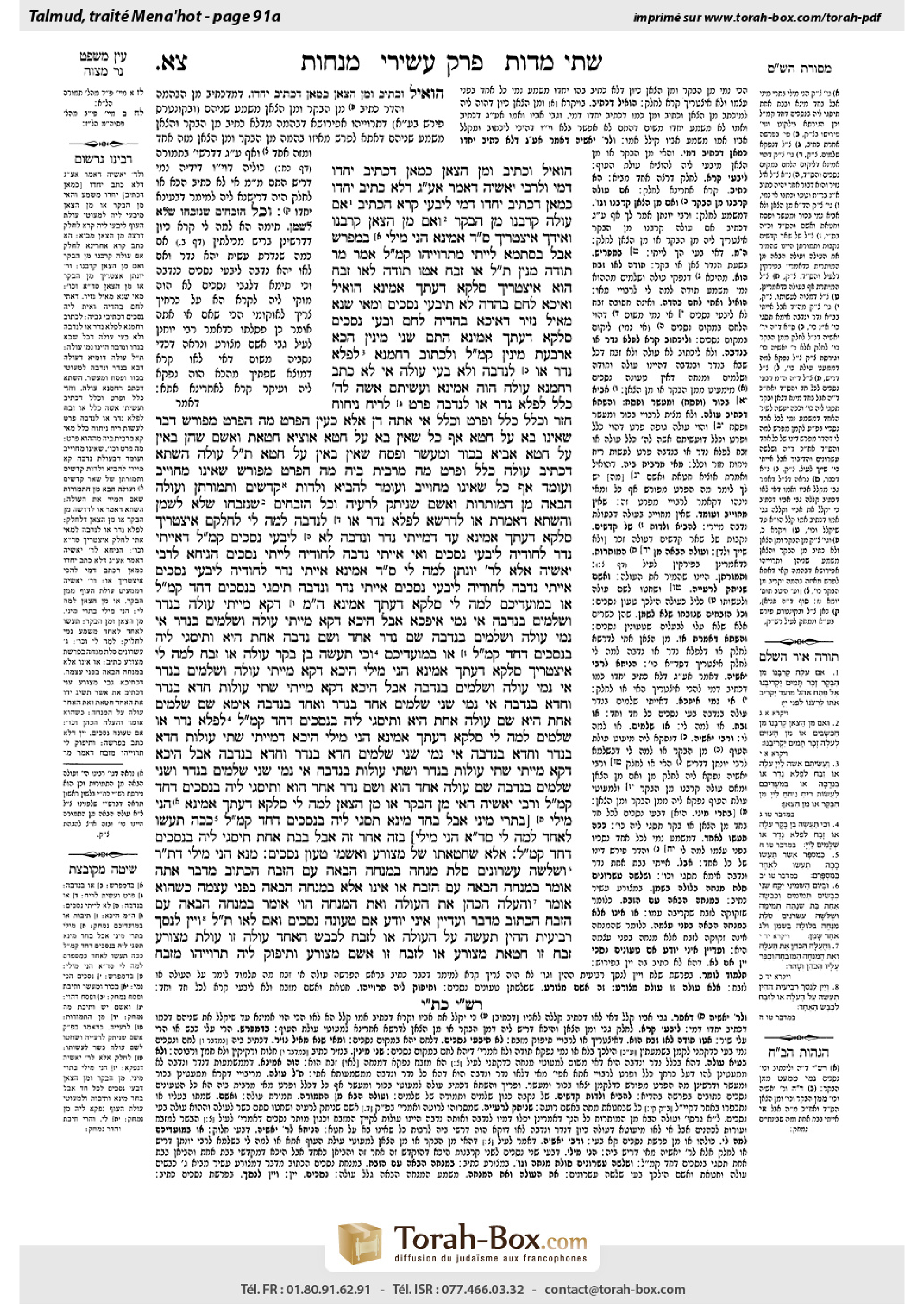 Torah-Box scan of Menachot 91a