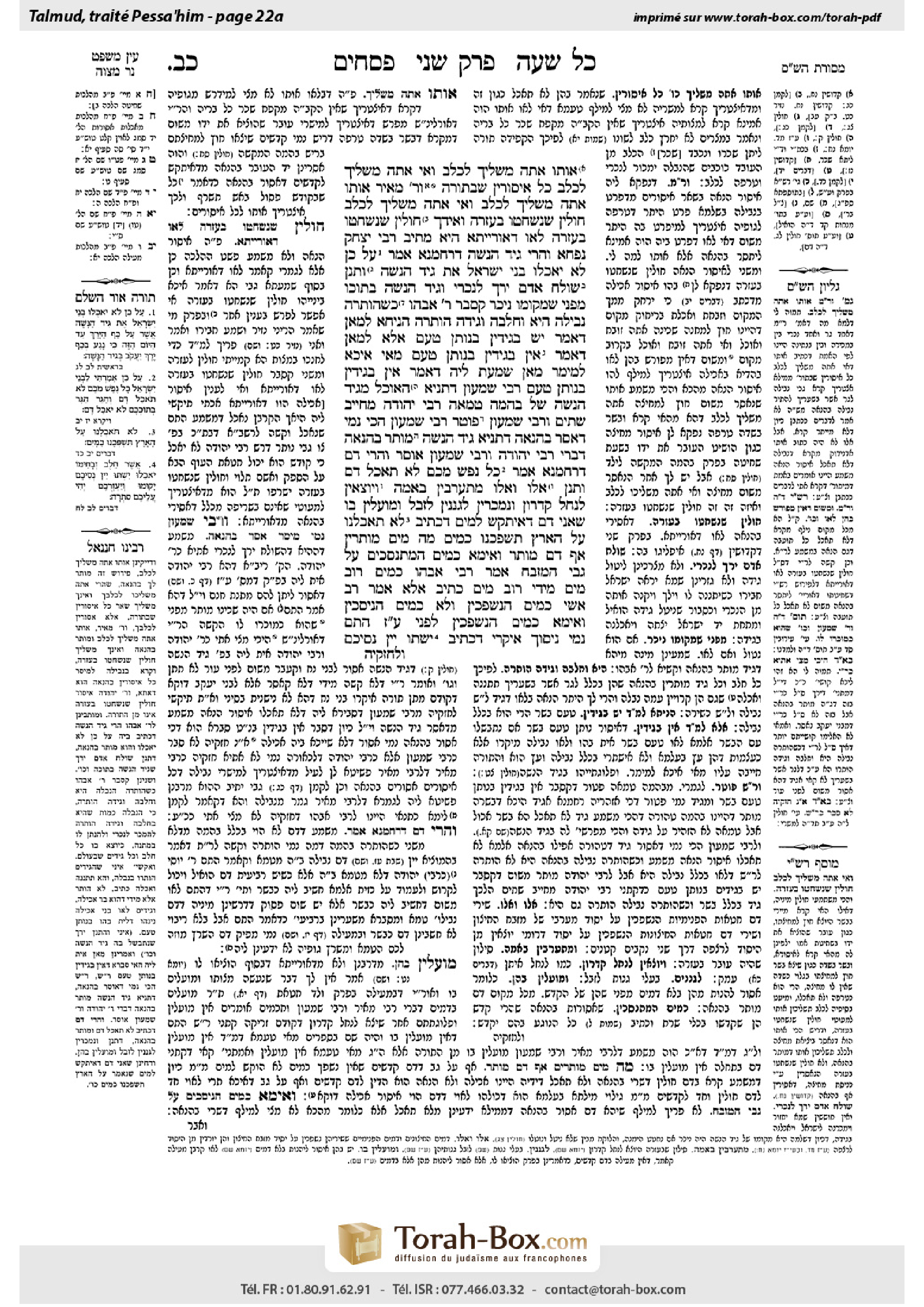 Torah-Box scan of Pesachim 22a