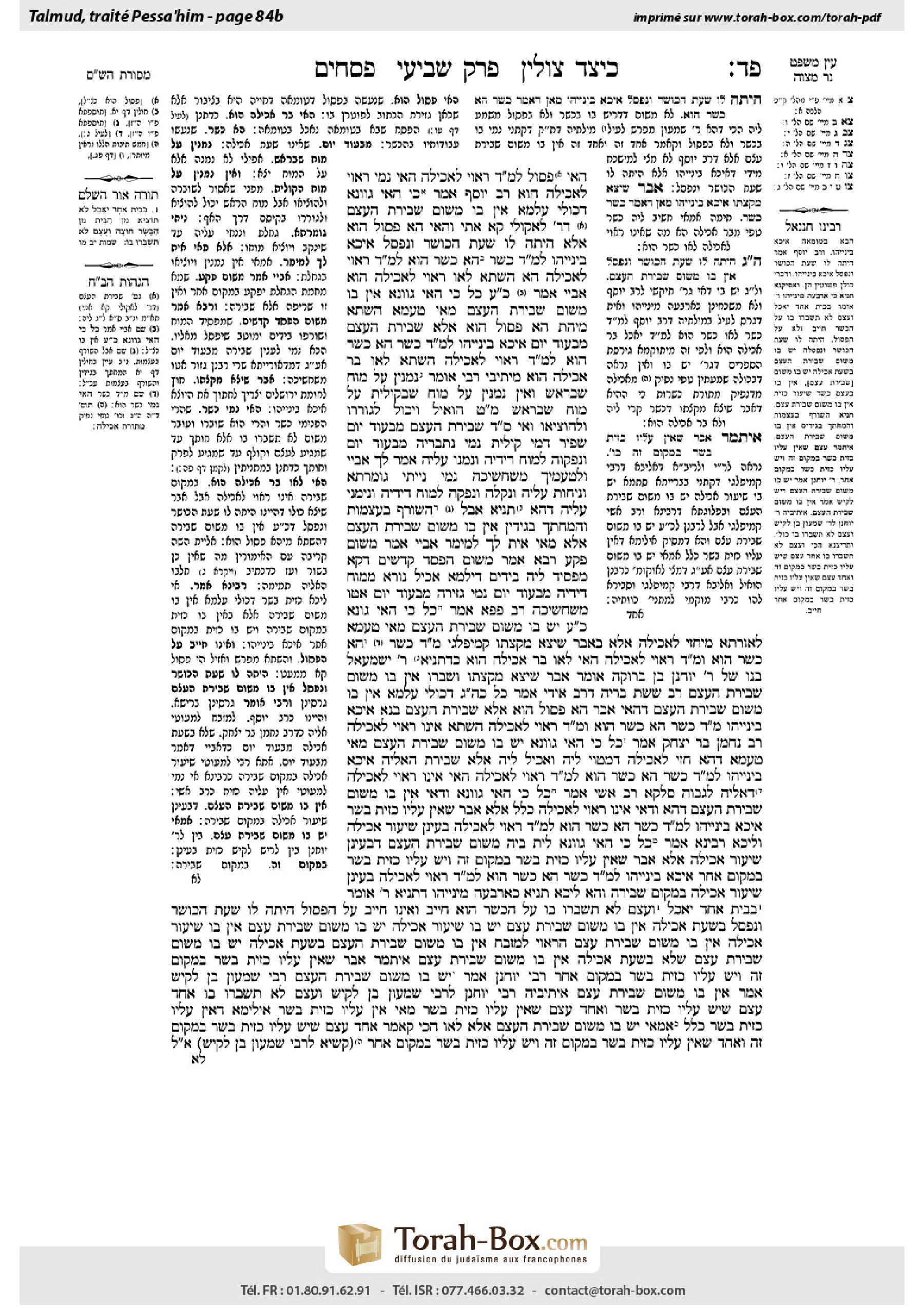 Torah-Box scan of Pesachim 84b