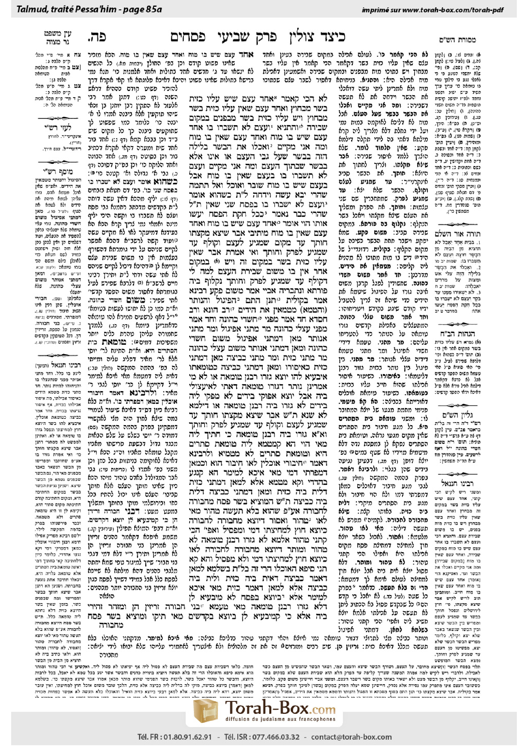 Torah-Box scan of Pesachim 85a