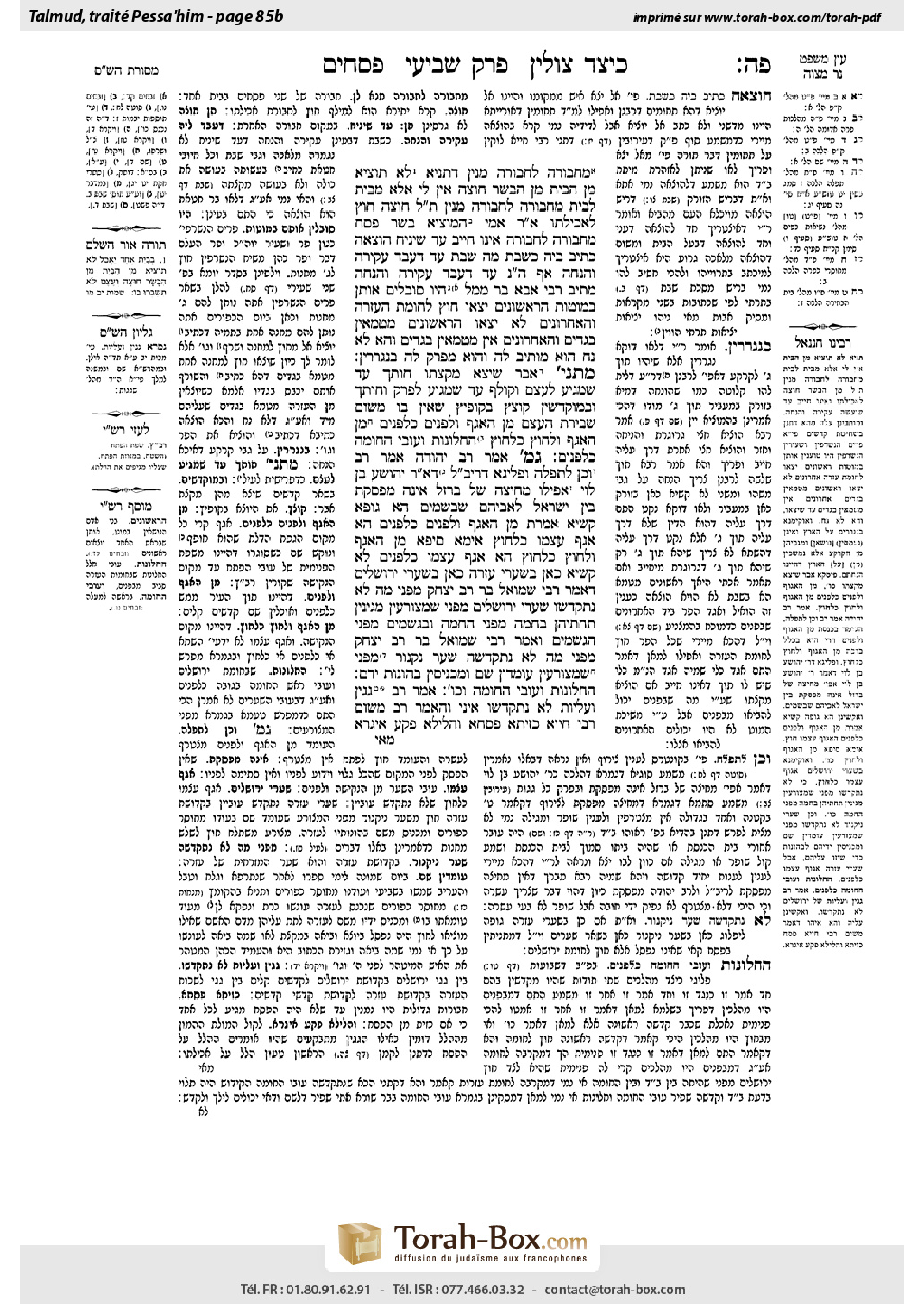 Torah-Box scan of Pesachim 85b
