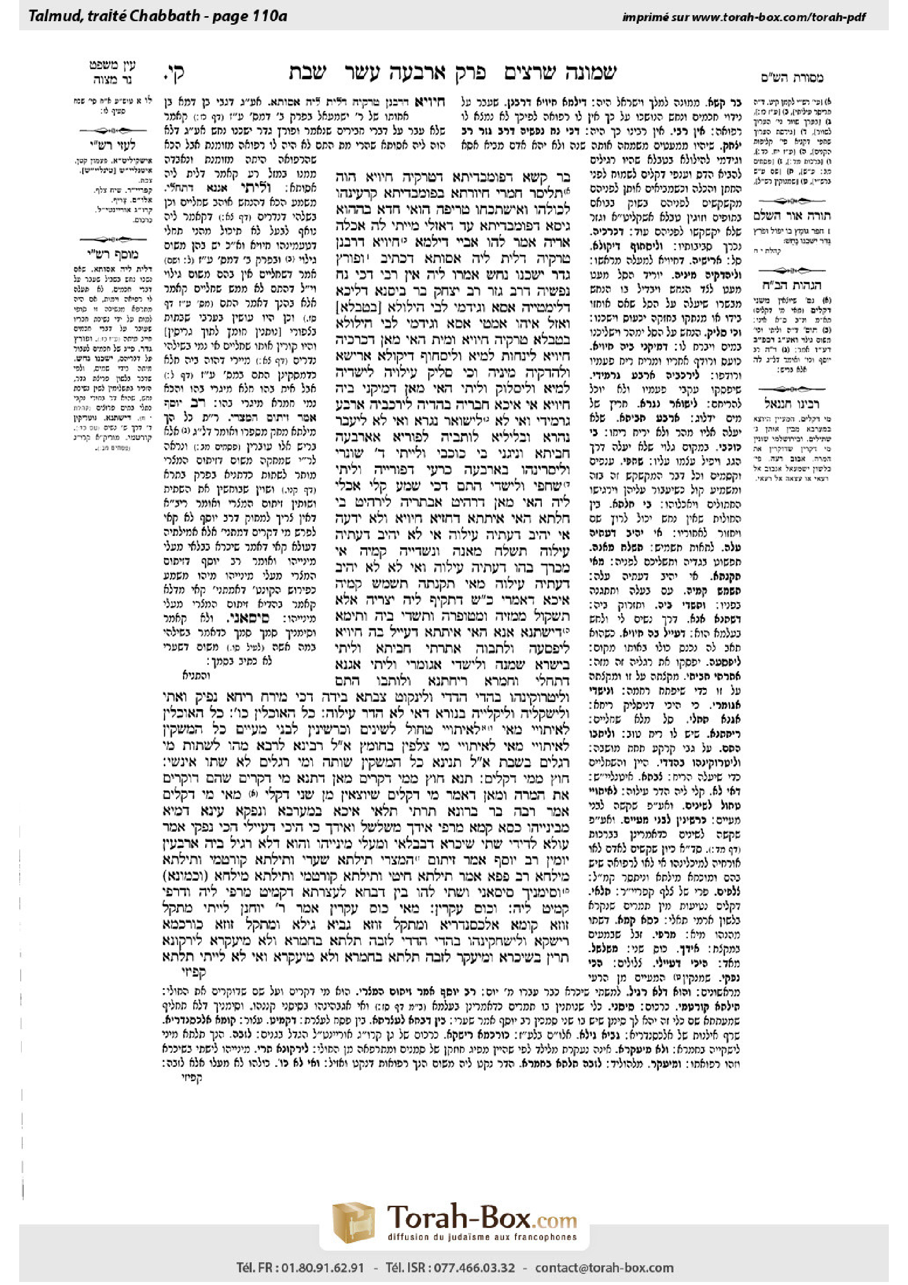 Torah-Box scan of Shabbat 110a