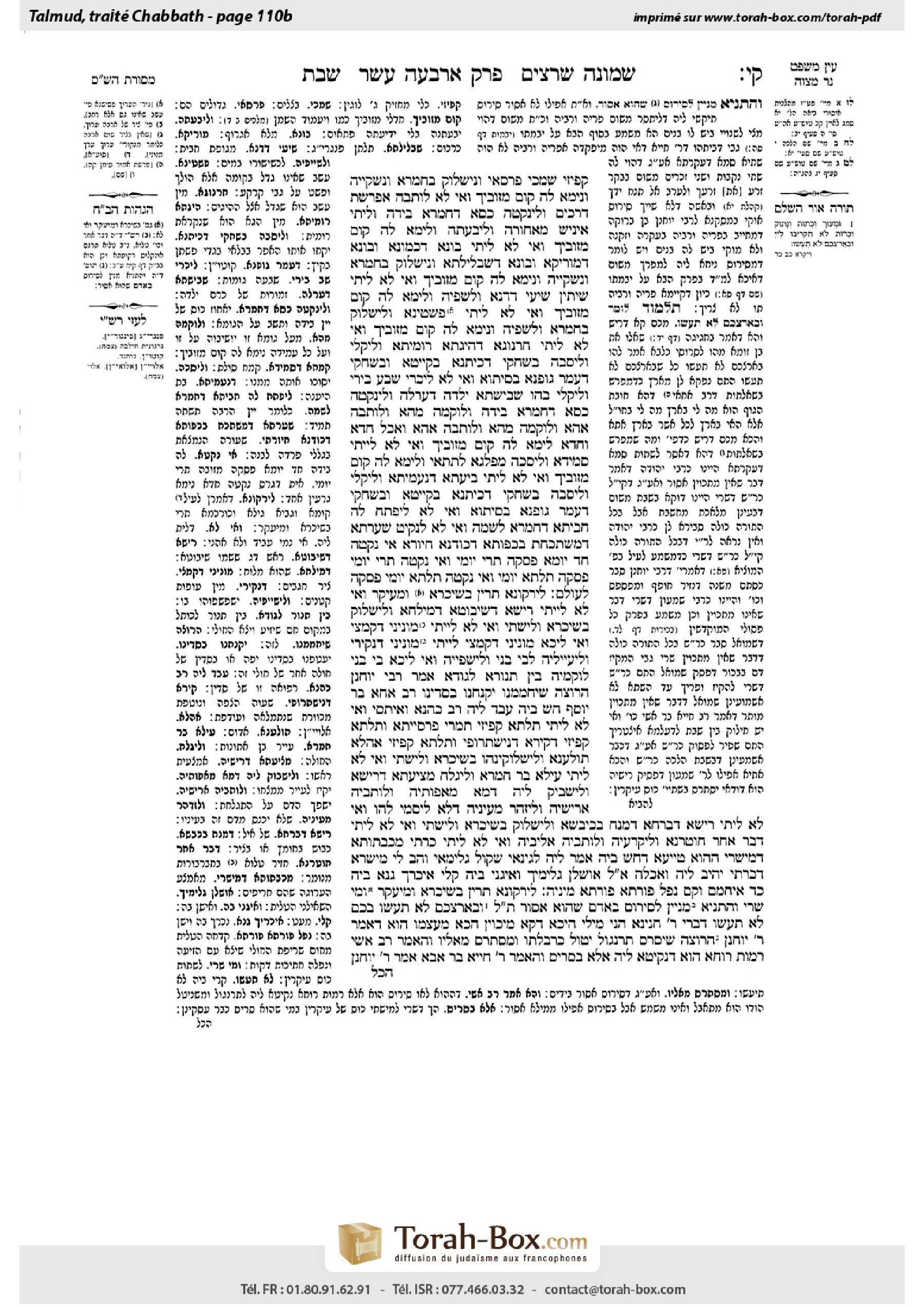 Torah-Box scan of Shabbat 110b