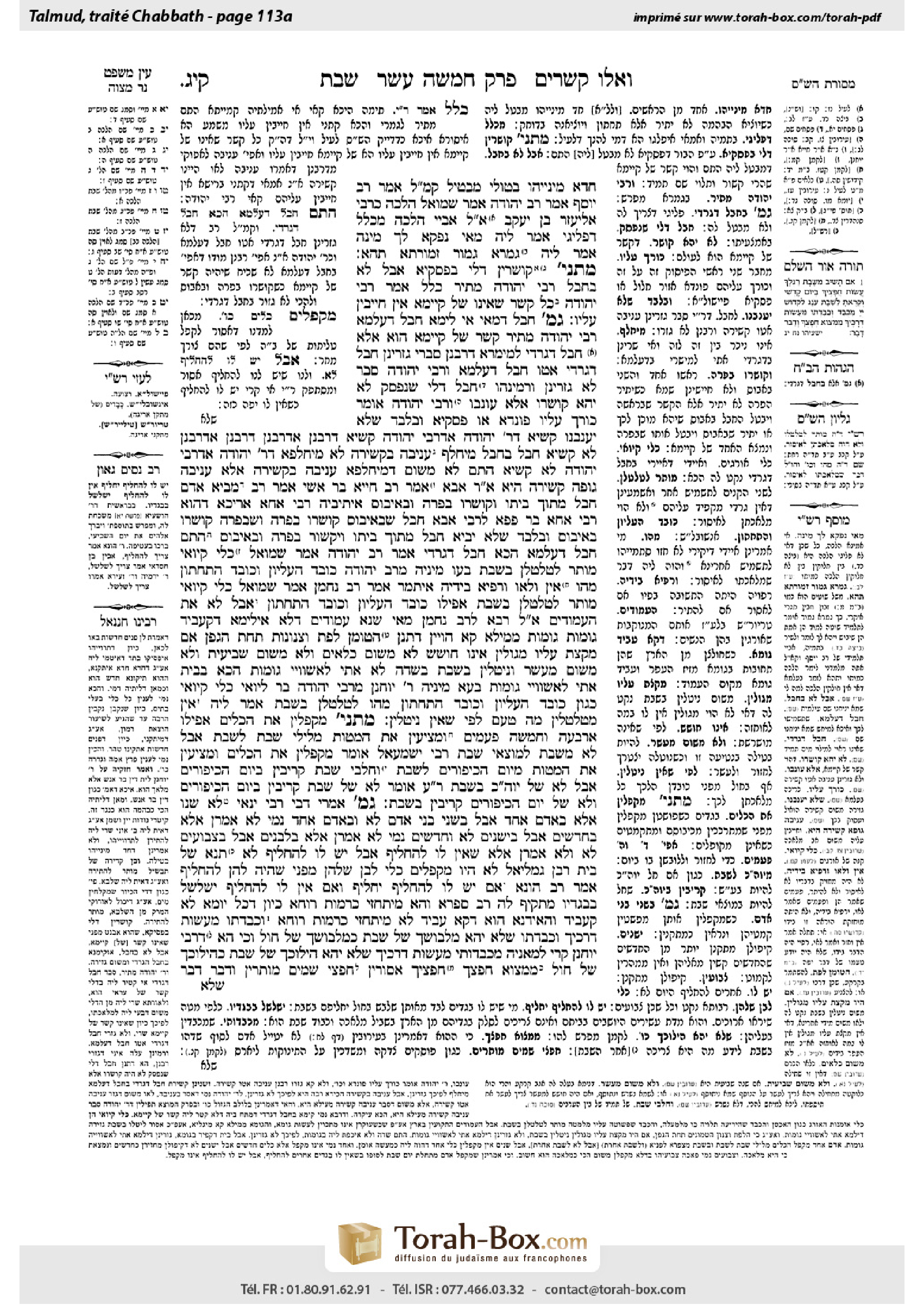 Torah-Box scan of Shabbat 113a