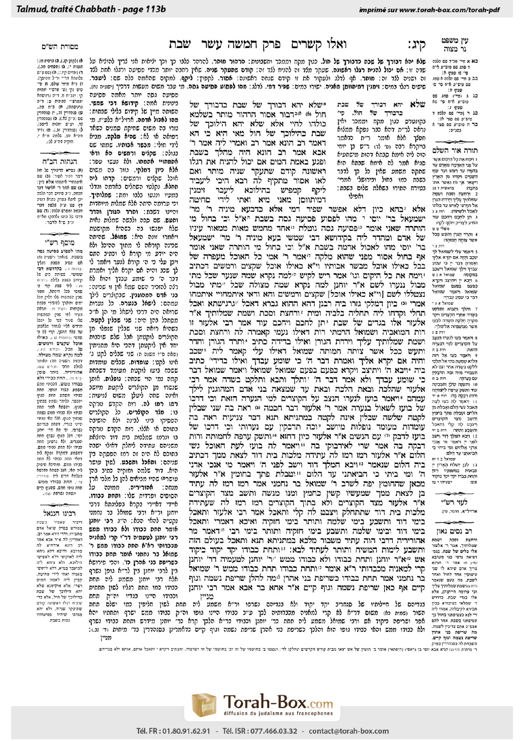 Torah-Box scan of Shabbat 113b