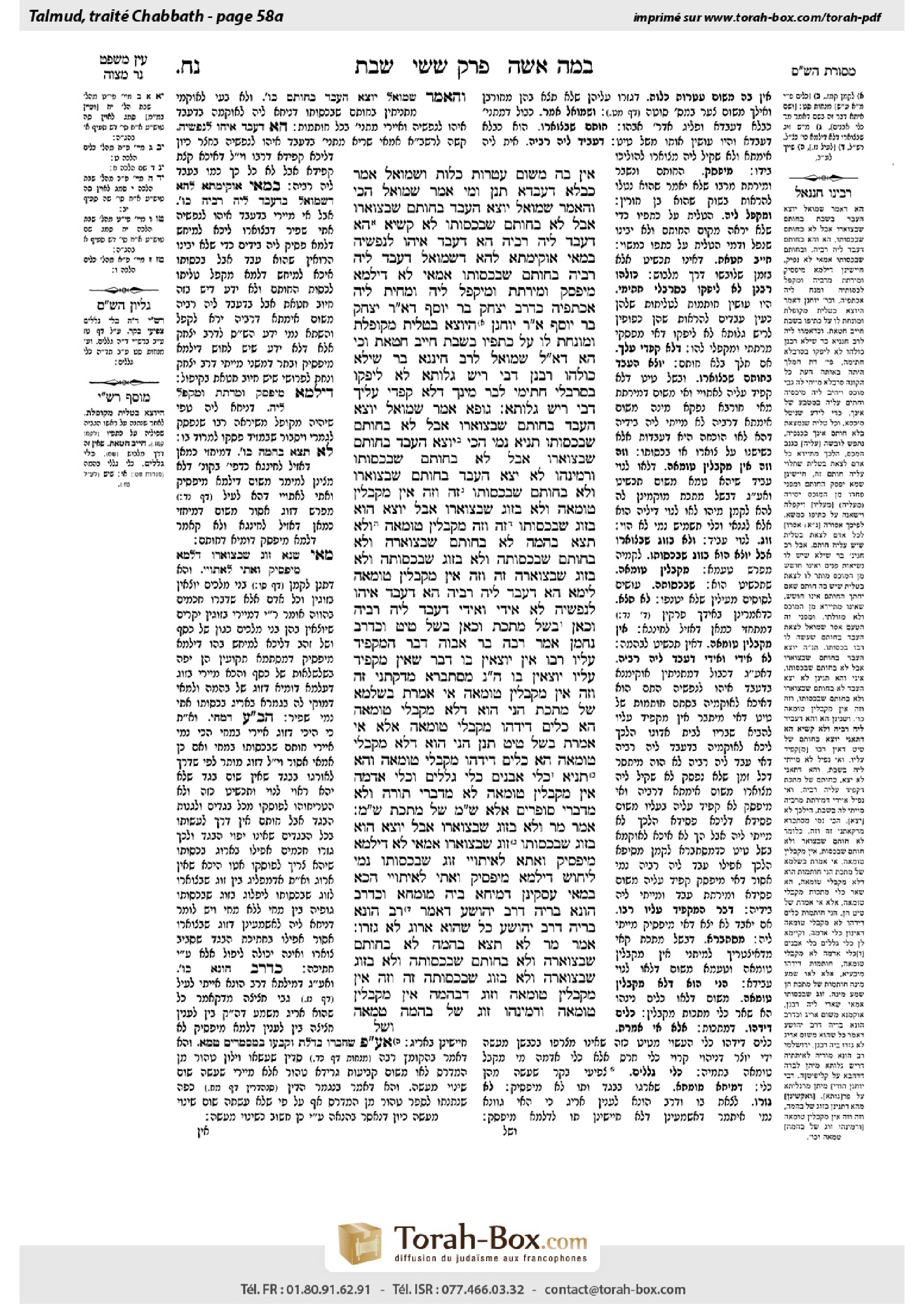 Torah-Box scan of Shabbat 58a